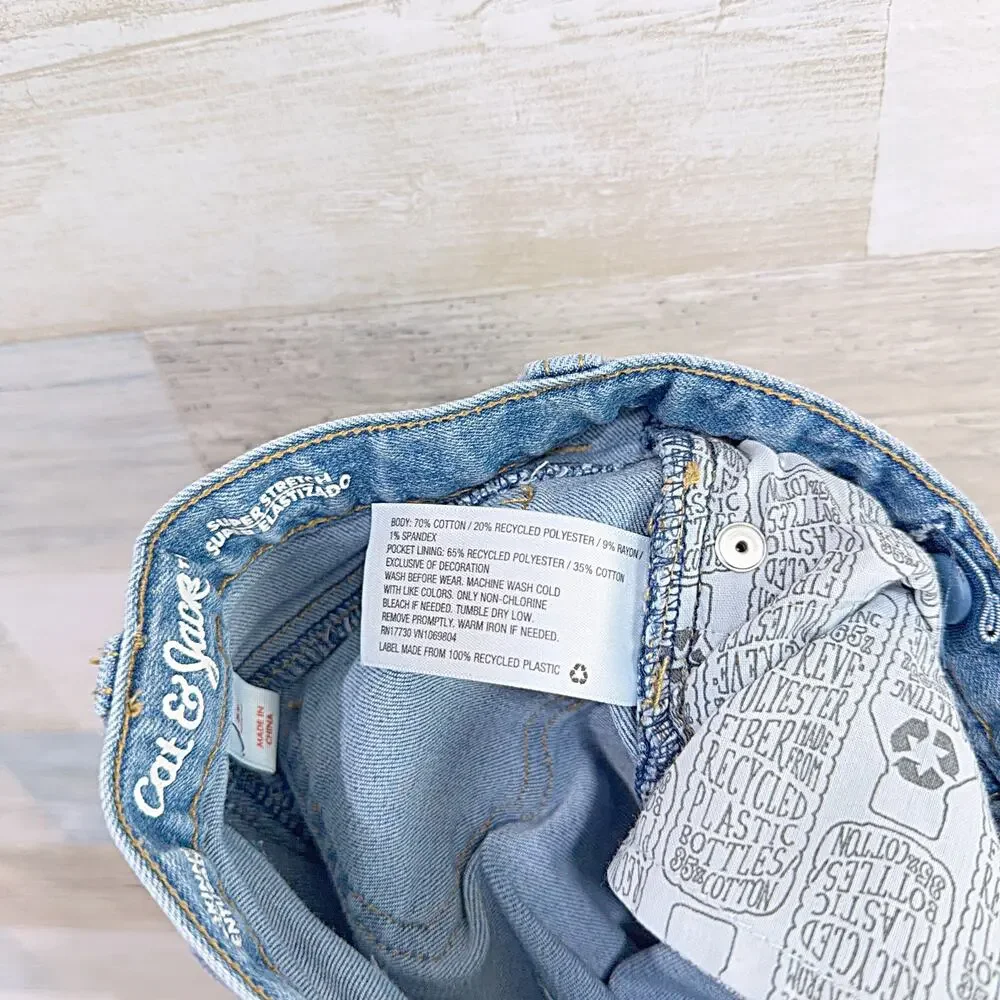 Cat & Jack Stretch Denim Sequin Distressed Skinny Jeans Blue Toddler Girls 5T
